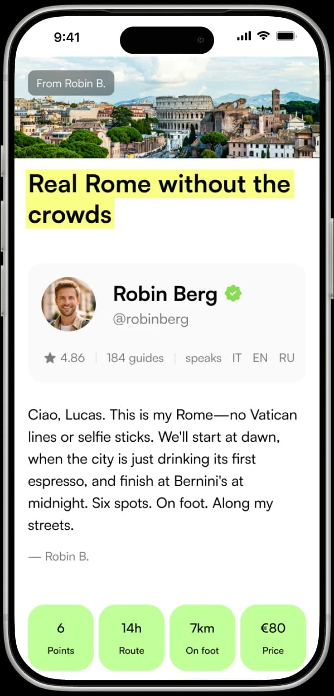 Octripus travel guide preview on a phone