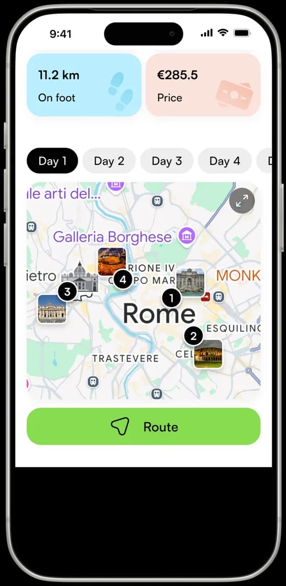 Octripus travel guide itinerary on iPhone