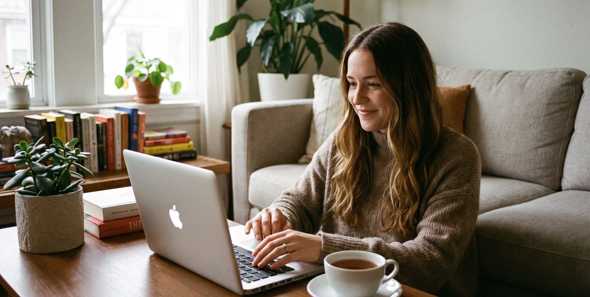 Travel creator working on a digital travel guide on a laptop