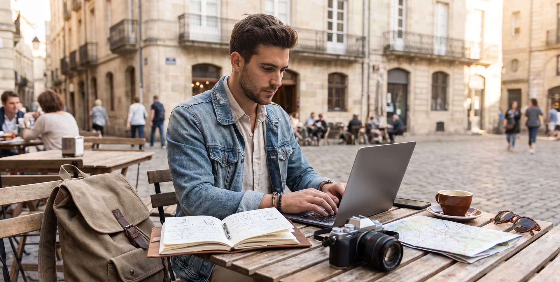 Travel creator updating a digital travel guide with new recommendations