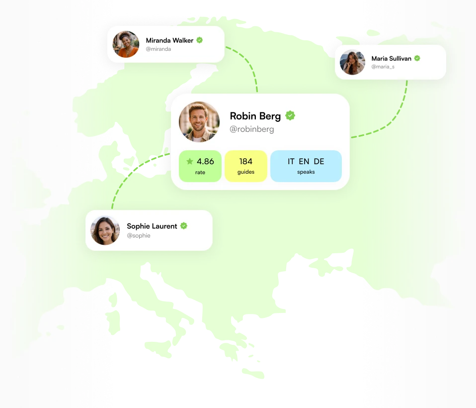 Map with connected Octripus creator profile cards