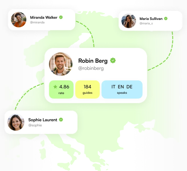 Map with connected Octripus creator profile cards