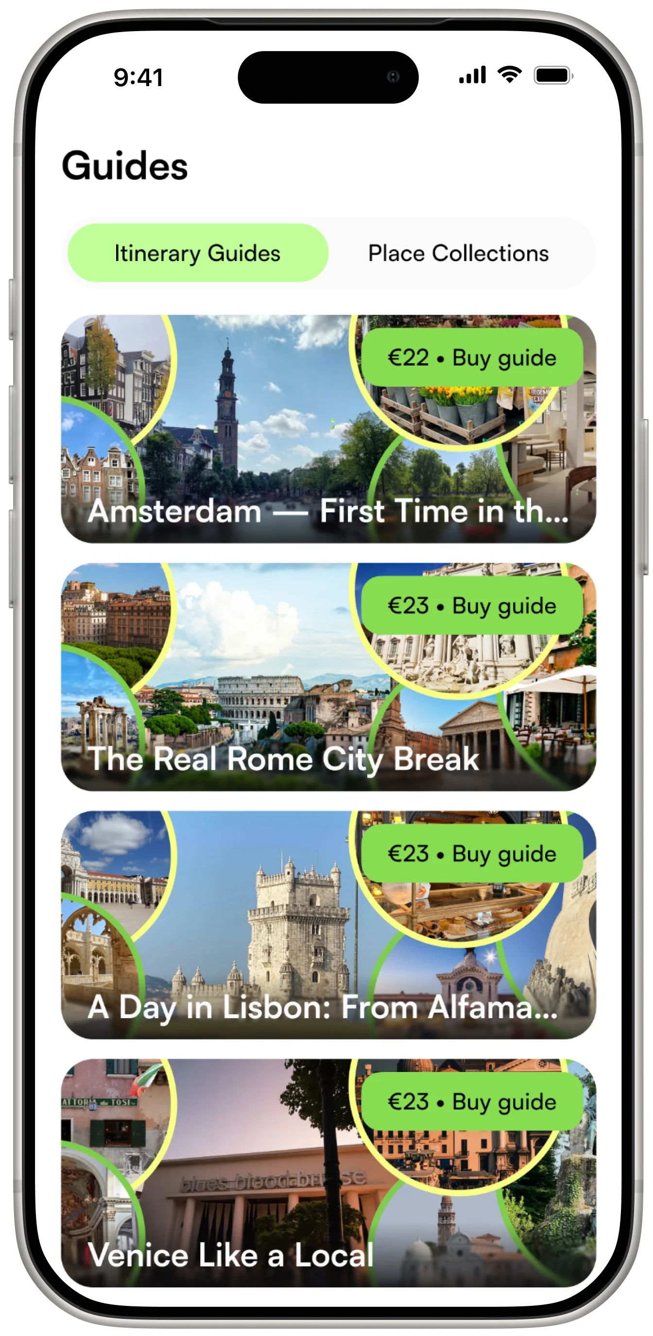 Octripus guides marketplace with buy options on a phone
